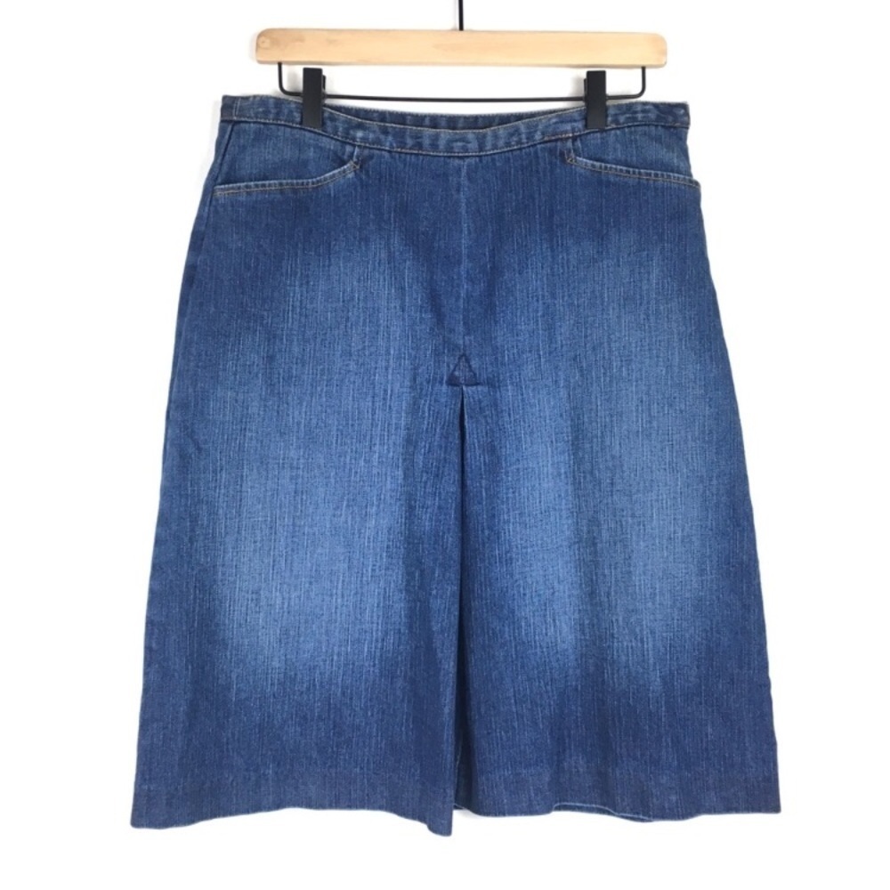 TALBOTS Jean Skirt Denim Modest Minimalist Capsule Wardrobe Classic Size 12